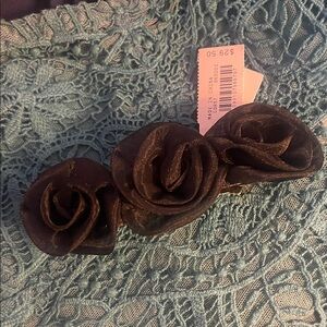 J. Crew Black Fabric Rose Hair Barrette
